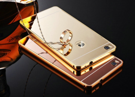 Добави още лукс Бъмпъри за телефони Луксозен алуминиев бъмпър с твърд огледален златист за Huawei P8 Lite ALE-21 